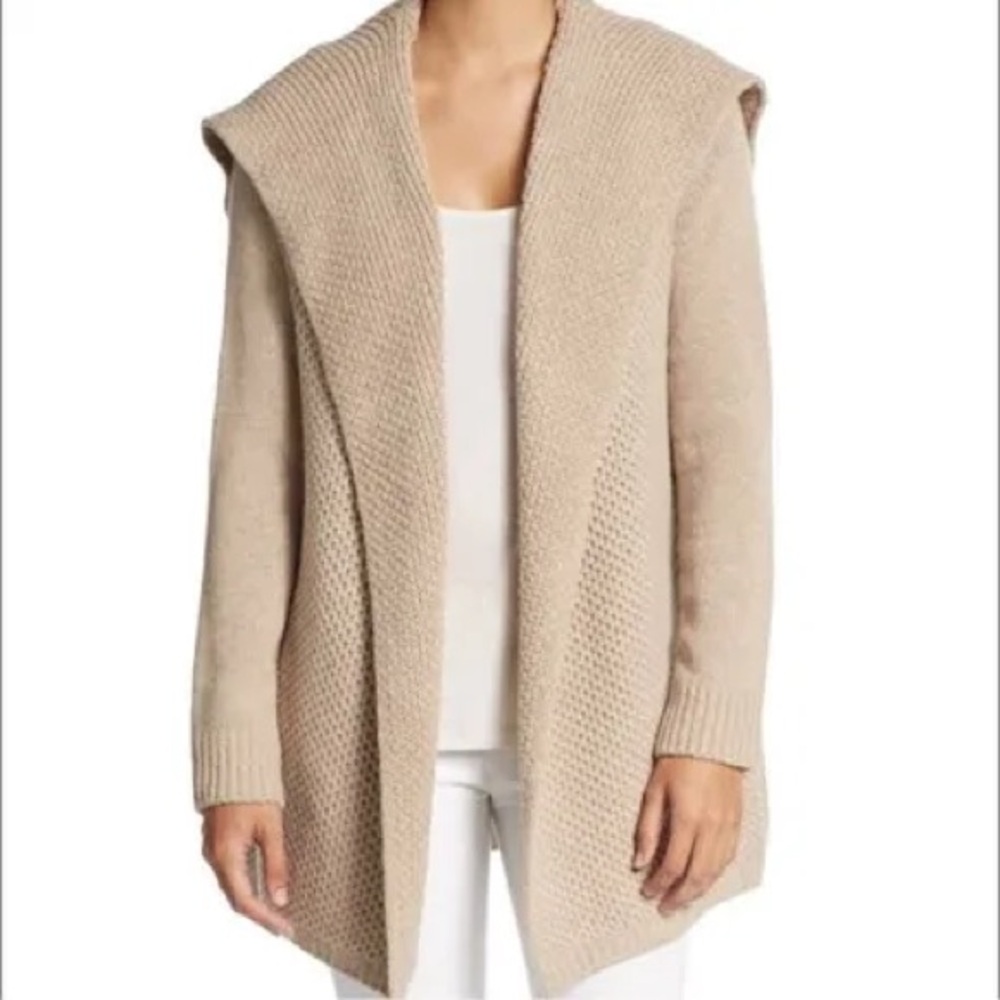 VINCE Wool Blend Beige Cardigan Shawl